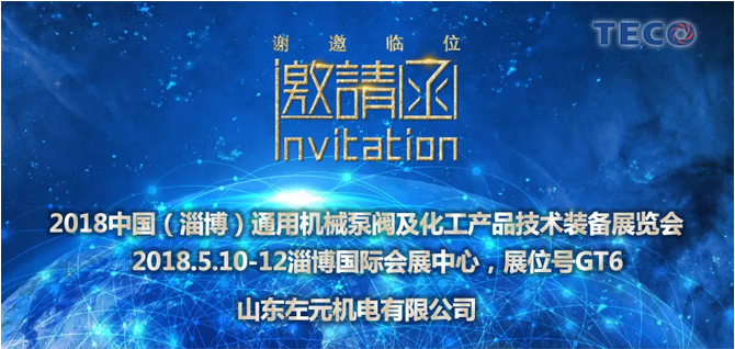 山東左元攜東元電機(jī)產(chǎn)品參加2018年（淄博）國際通用機(jī)械泵閥及化工技術(shù)裝備博覽會
