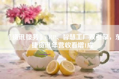 《資訊服務(wù)》ERP、智慧工廠雙引擎，東捷資訊年?duì)I收看增1成